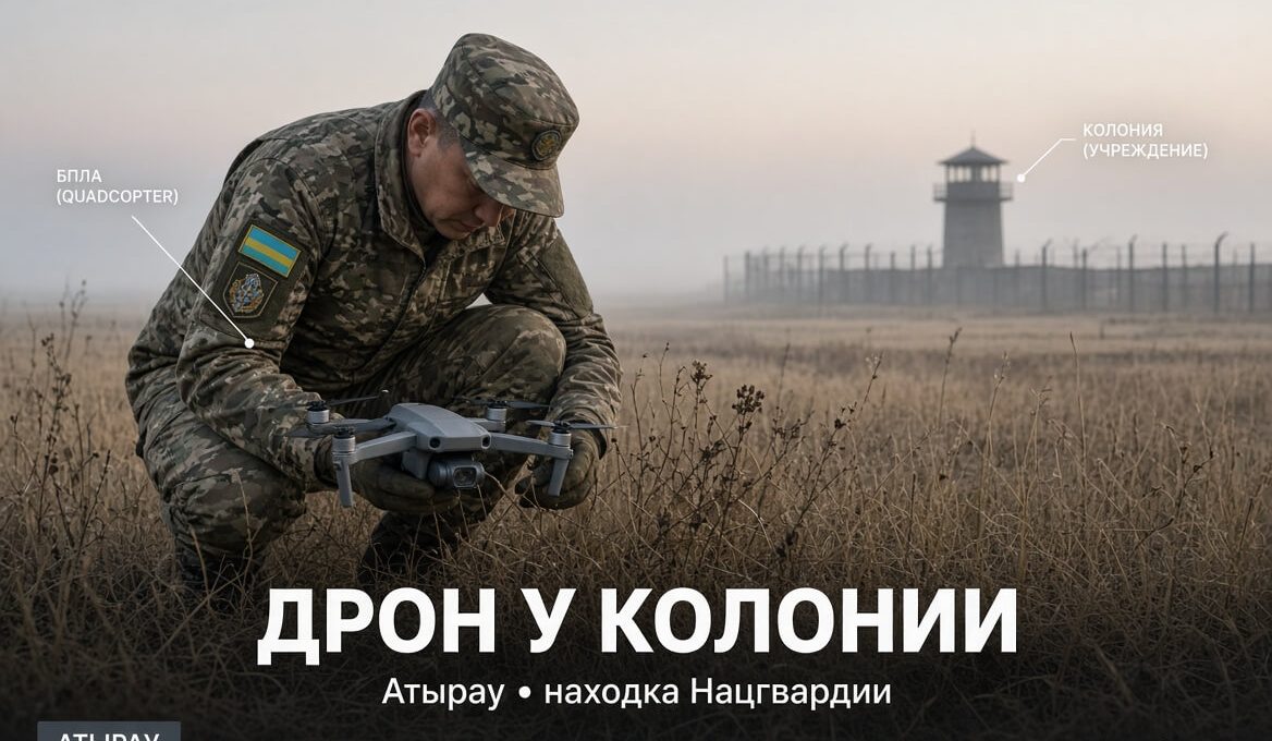Атырау. Дрон со свёртком у колонии