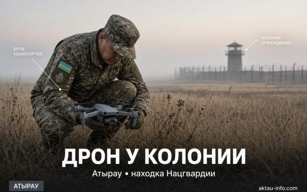 Атырау. Дрон со свёртком у колонии